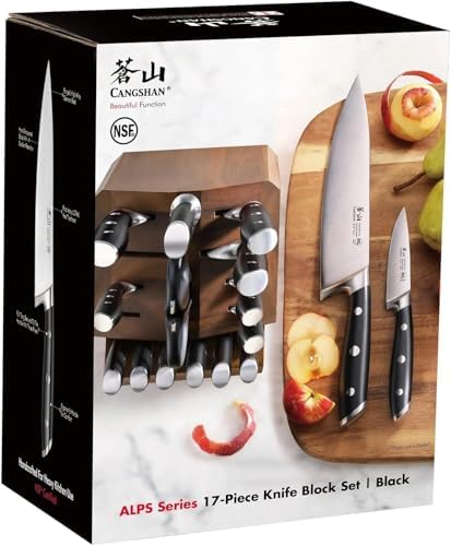 Cangshan Alps Series 17-Piece Knife Block Set Acacia Black