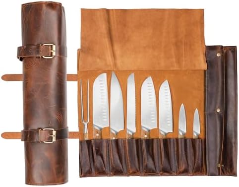ELIZO Handcrafted Leather Knife Roll Bag