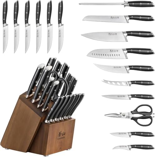 Cangshan Alps Series 17-Piece Knife Block Set Acacia Black
