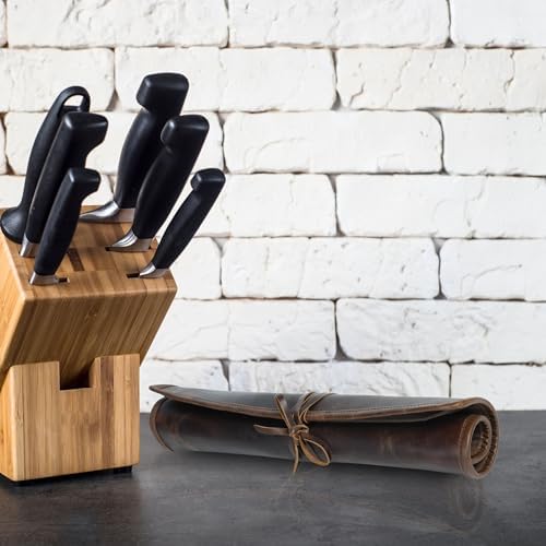 Genuine Buffalo Leather Travel Knife Case for Men Women Artist Chef Gift