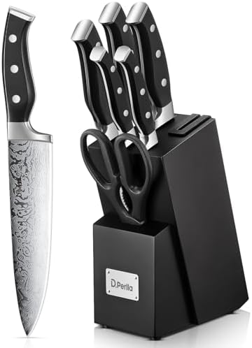 DPerlla 7-Piece Knife Set for the Home Chef Black