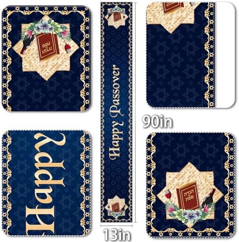 Vohado Happy Passover Table Runner Pesach Star of David Elegance 13x90