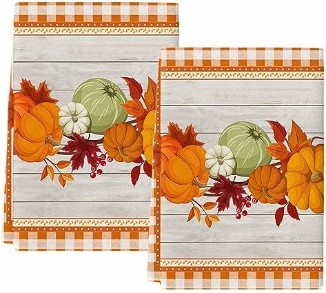 Thick Thanksgiving Kitchen Towels Buffalo Checked Soft Hand Towels for Home Kitchen