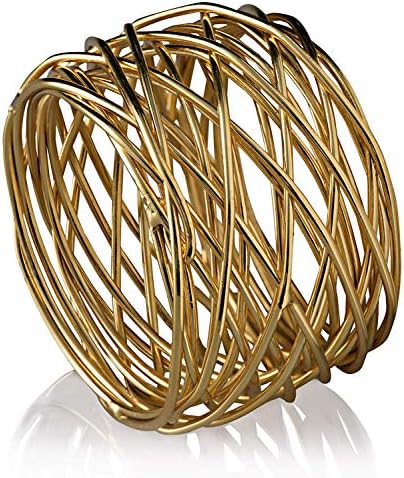 Kaizenasa Handmade Gold Napkin Rings Set