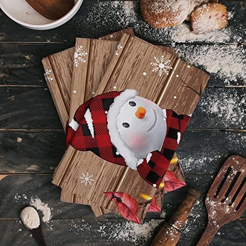 Farmhouse Snowman Kitchen Towels Set 2-Pack 18x28 Microfiber