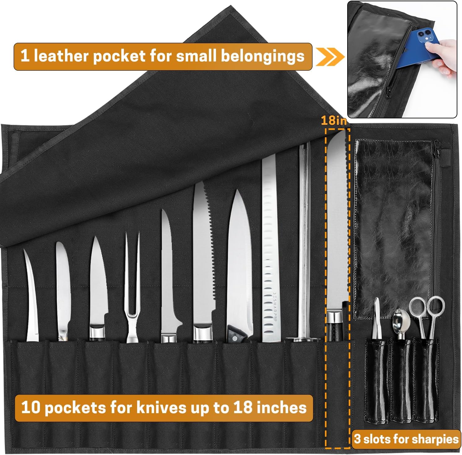 SWISSELITE Chef Knife Roll Bag Heavy Duty