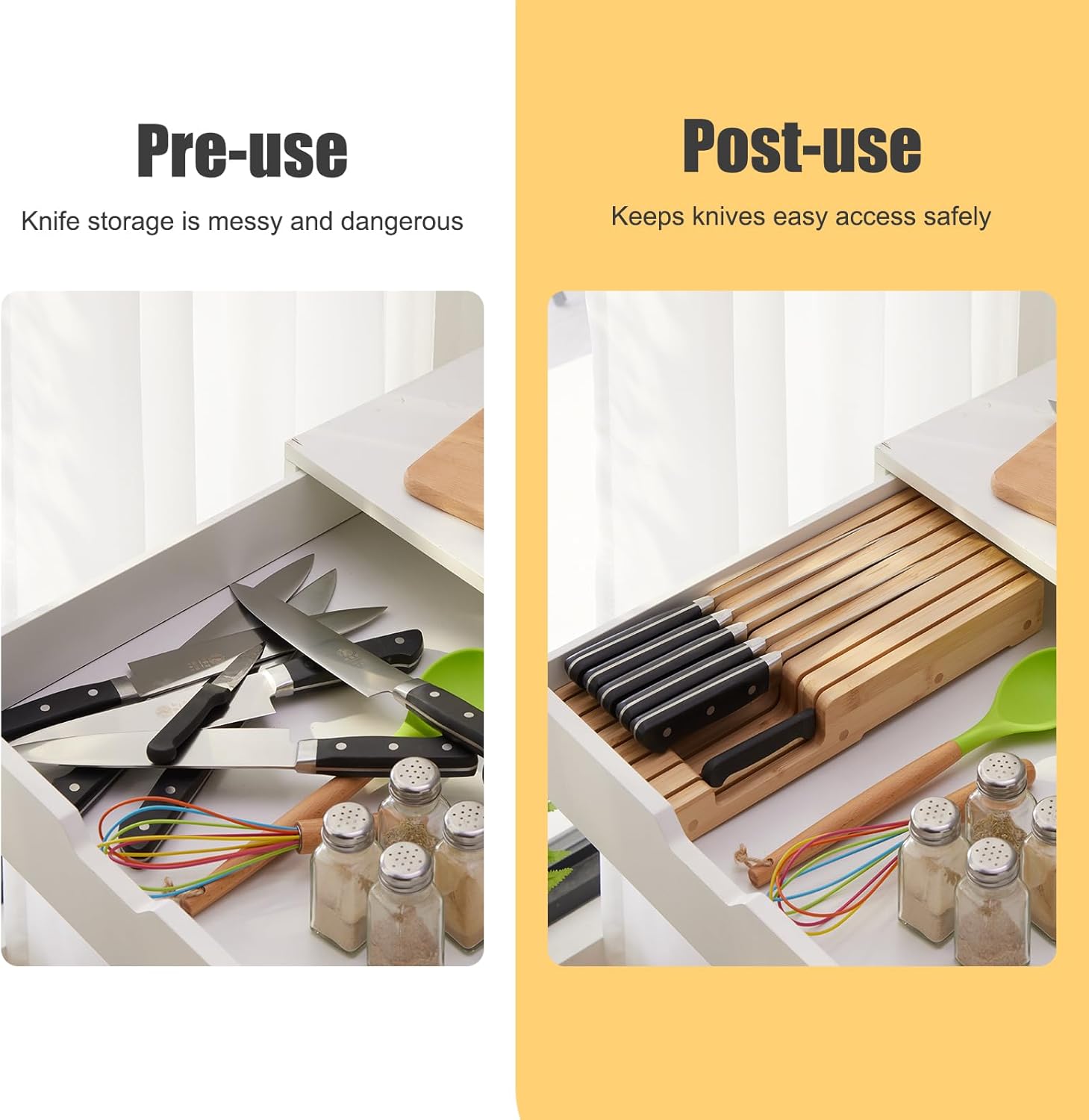 Bamboo Knife Block for Space-Saving Storage