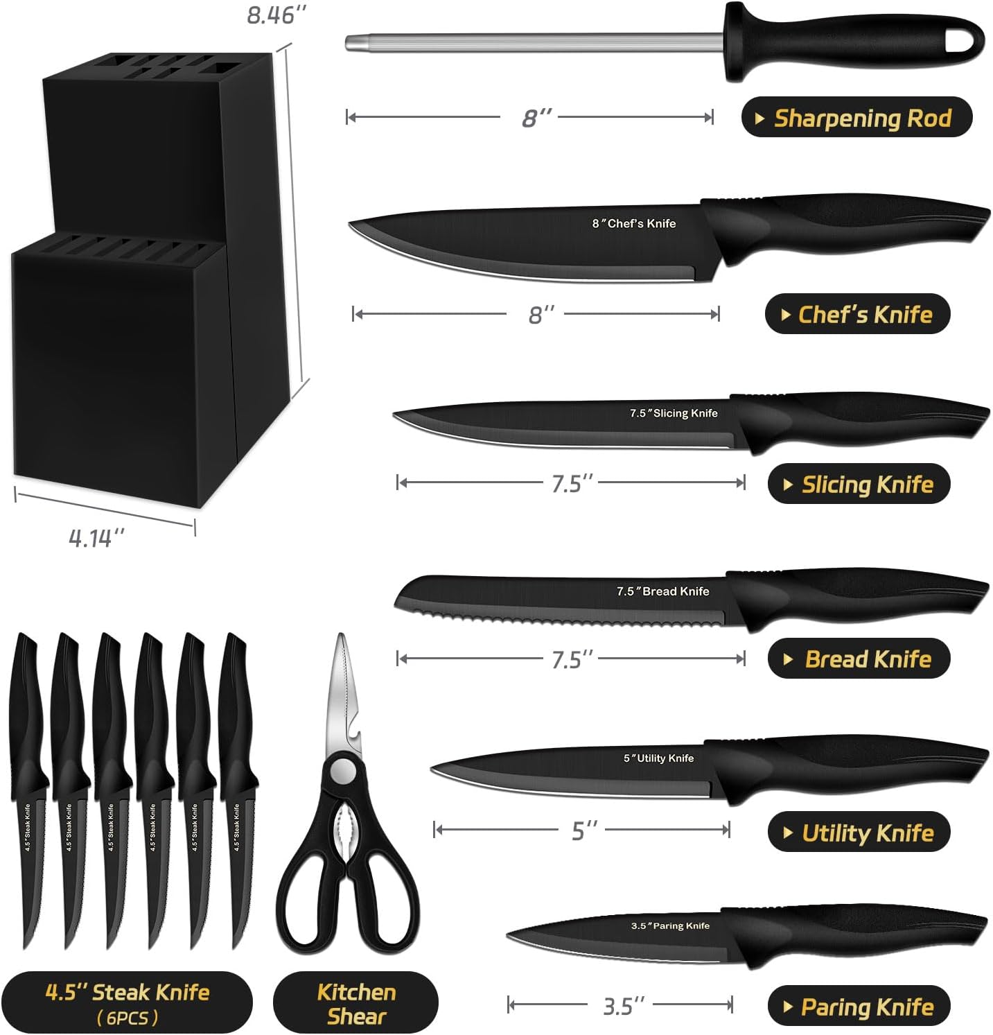 XANAPON 14-Piece Kitchen Knife Set