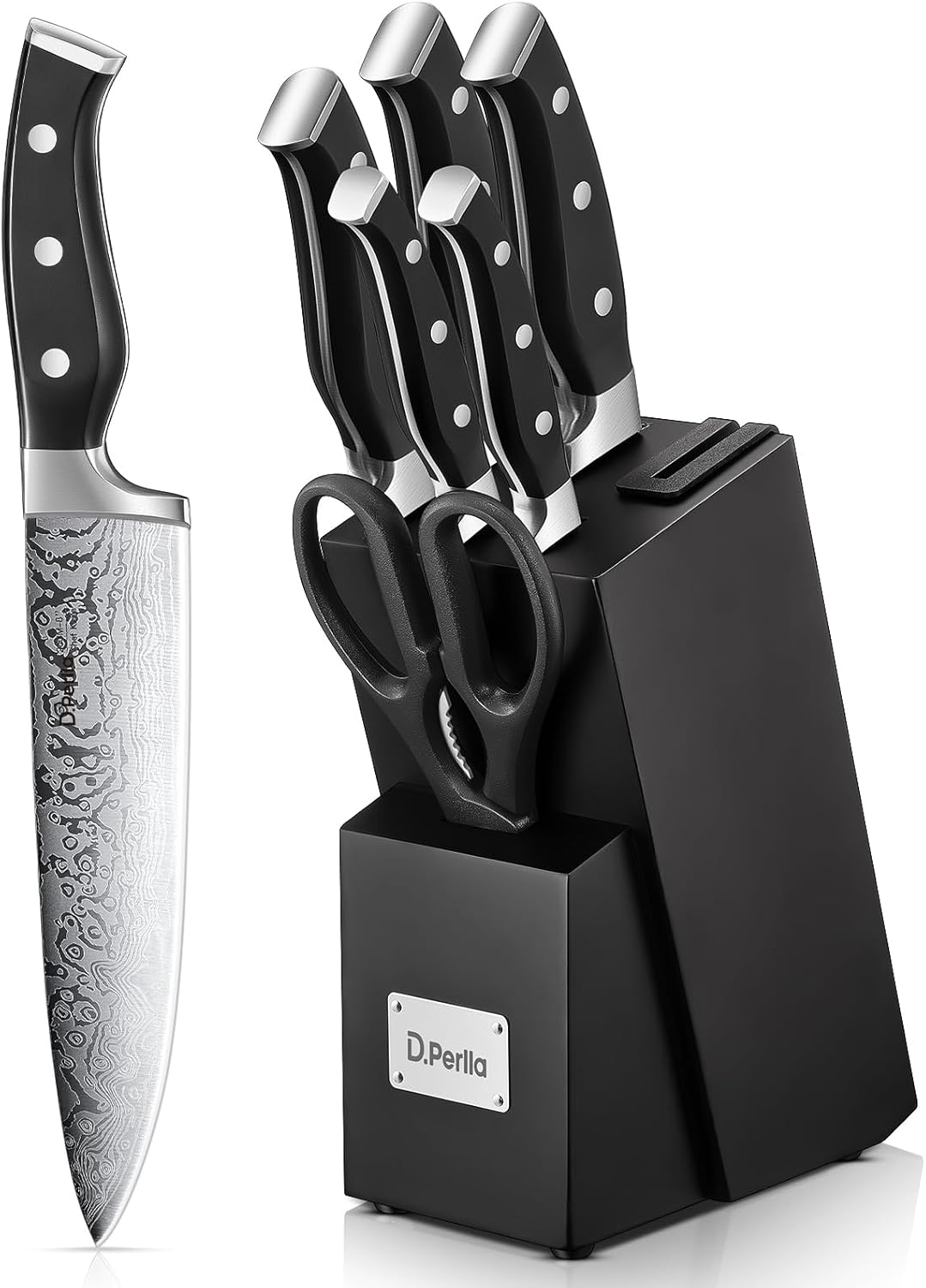 DPerlla 7-Piece Knife Set for the Home Chef Black