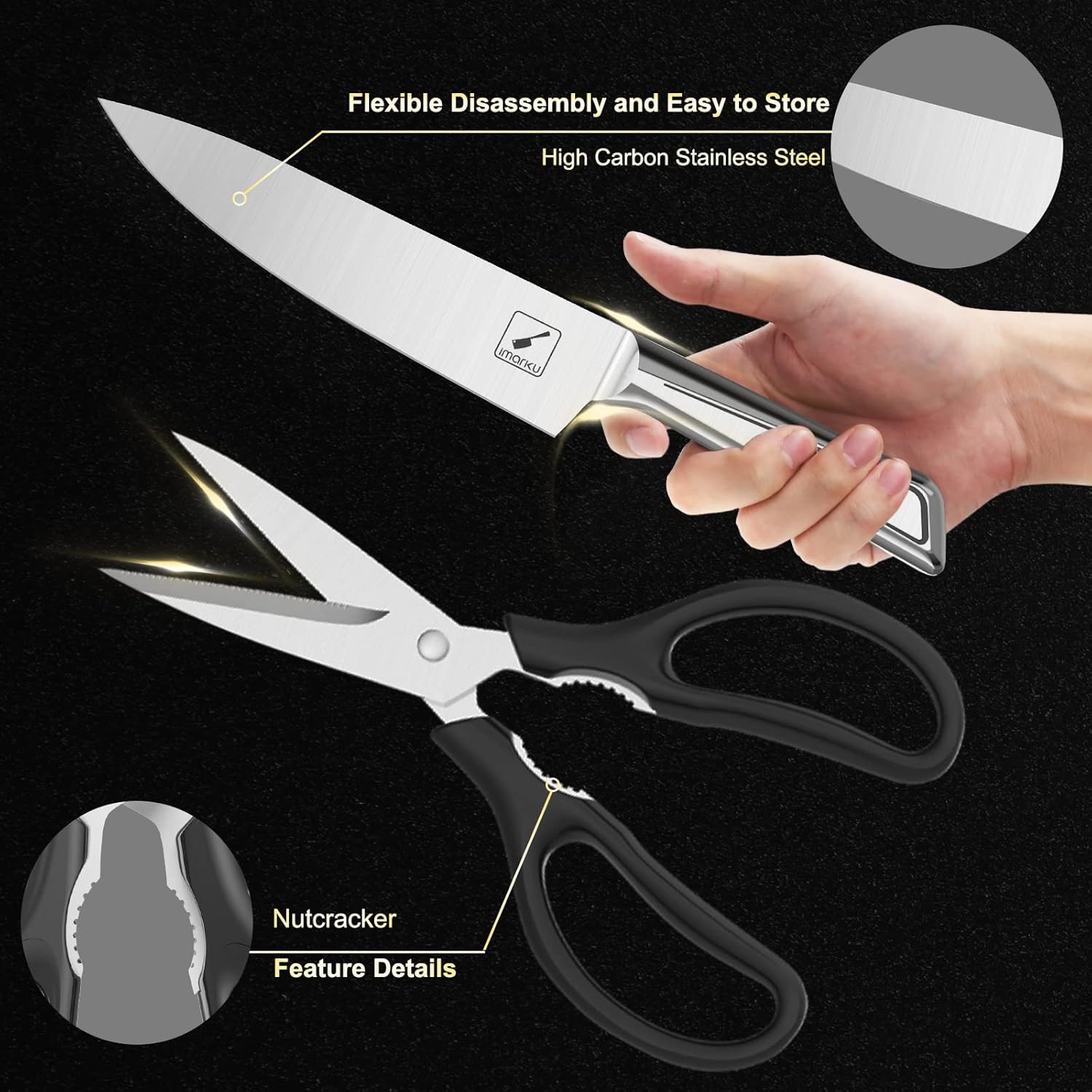 Precision Durability 16PCS Precision Stainless Steel Knife Set with Built-In Sharpener