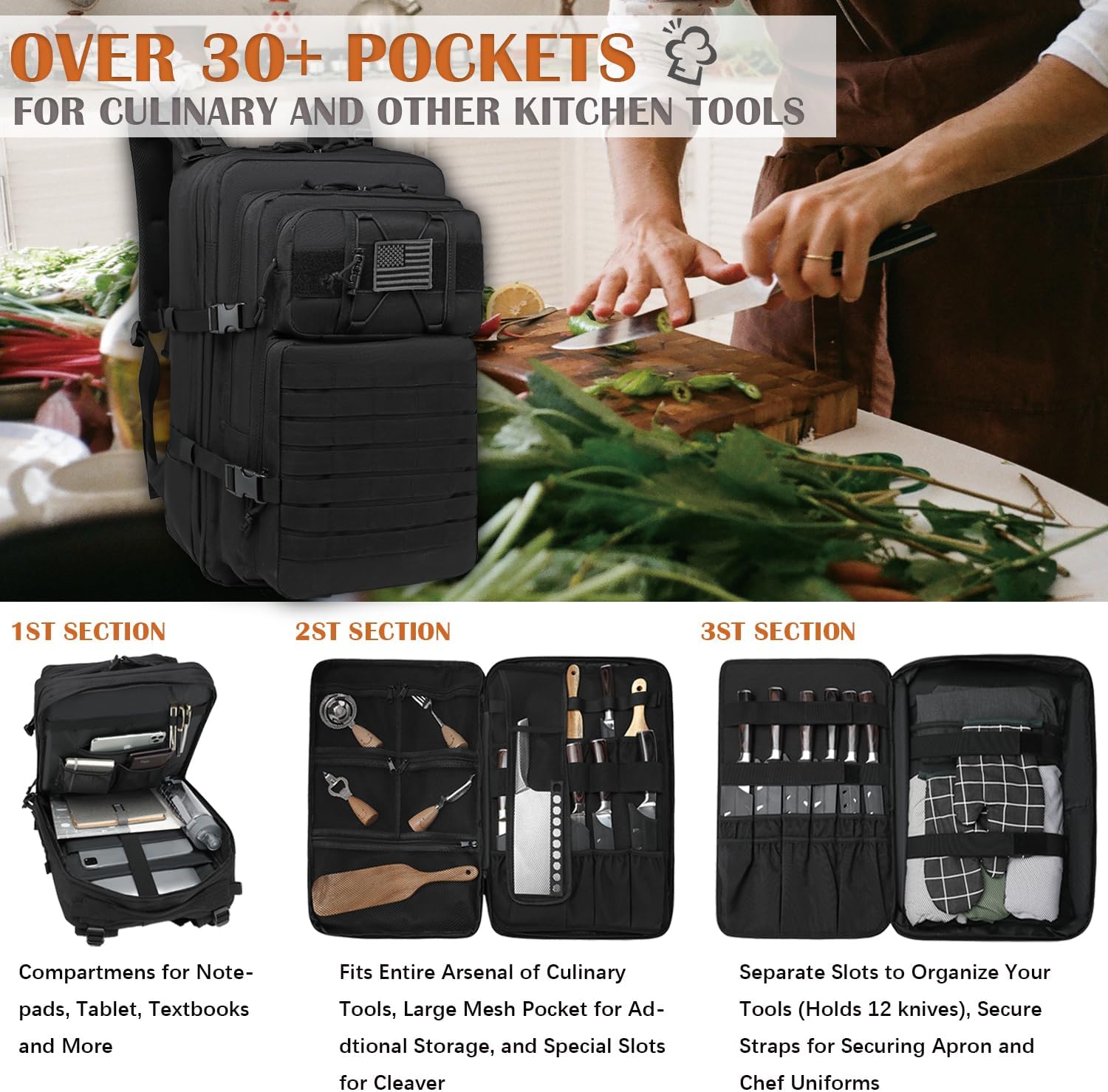 Chefs Knives and Tools Durable Bag for Professionals