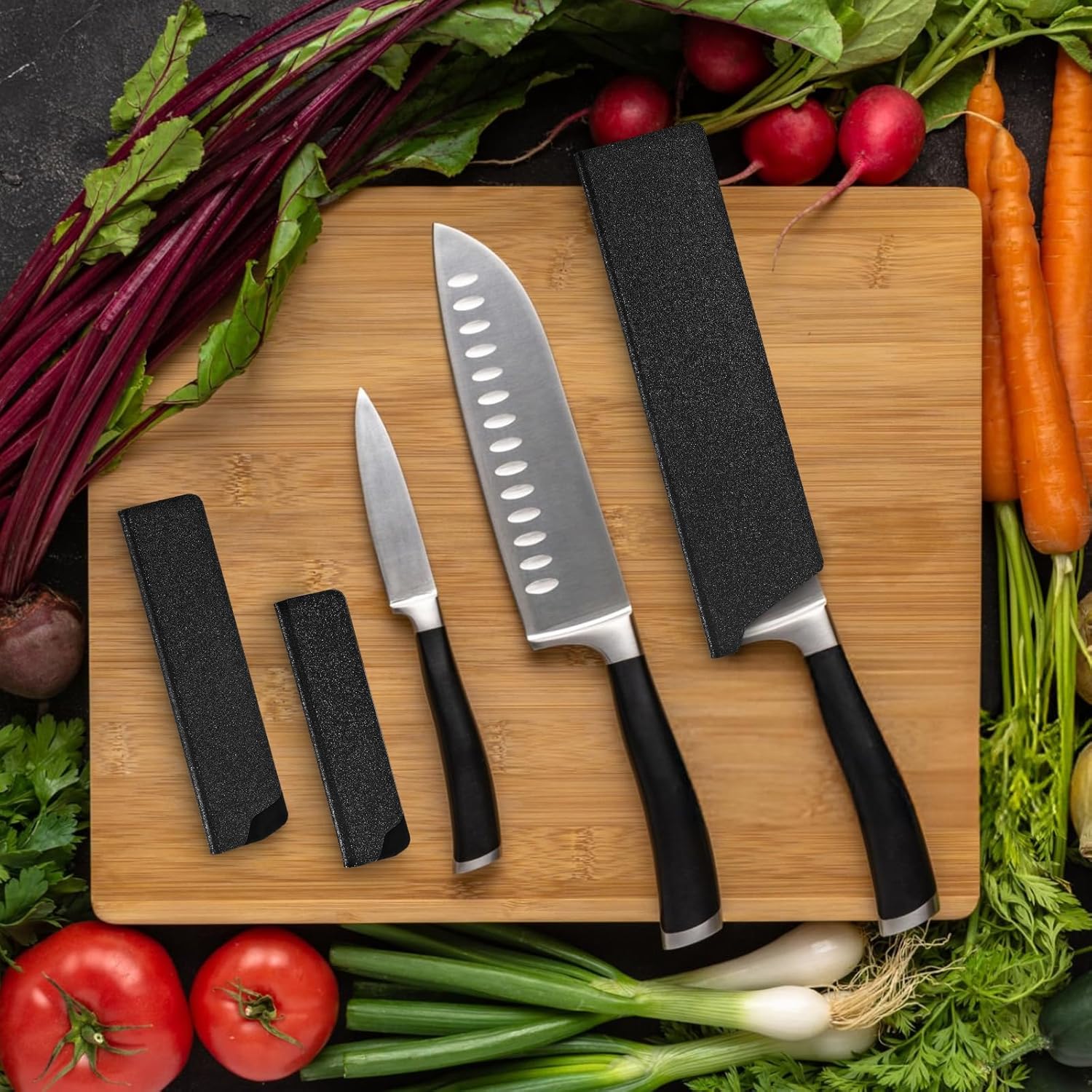 Teaaha 3PCS 458 Inch Chefs Knives Sheath Set Abrasion Resistant Waterproof Felt Lined