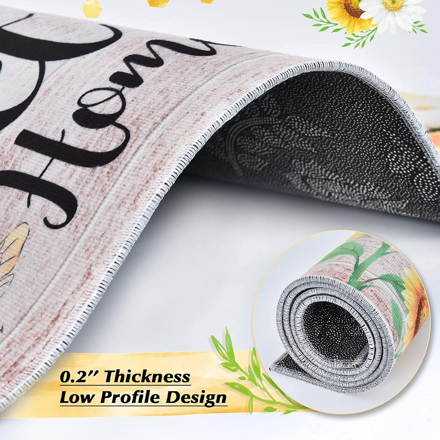 WERNNSAI Sunflower Kitchen Rugs Set 2 Piece