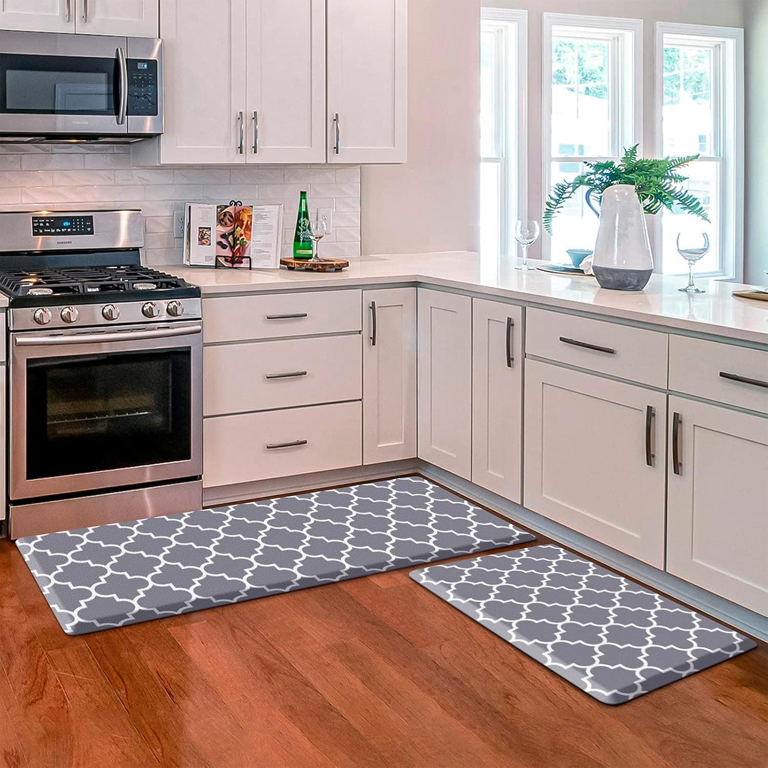 KMAT Kitchen Mat Set 2PCS 047inch grey